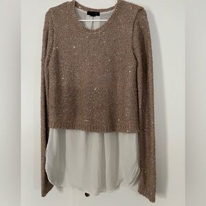 Atmosphere Sparkling Tan Sweater with White Layer